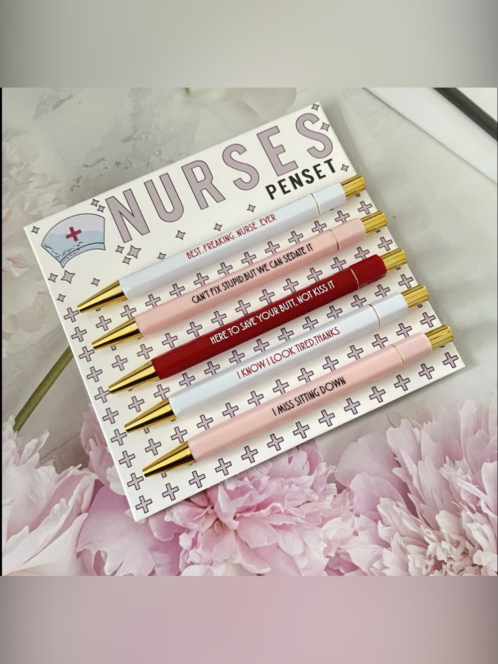 Nurses Pen Set - Pink, White & Red Ballpoint Pens